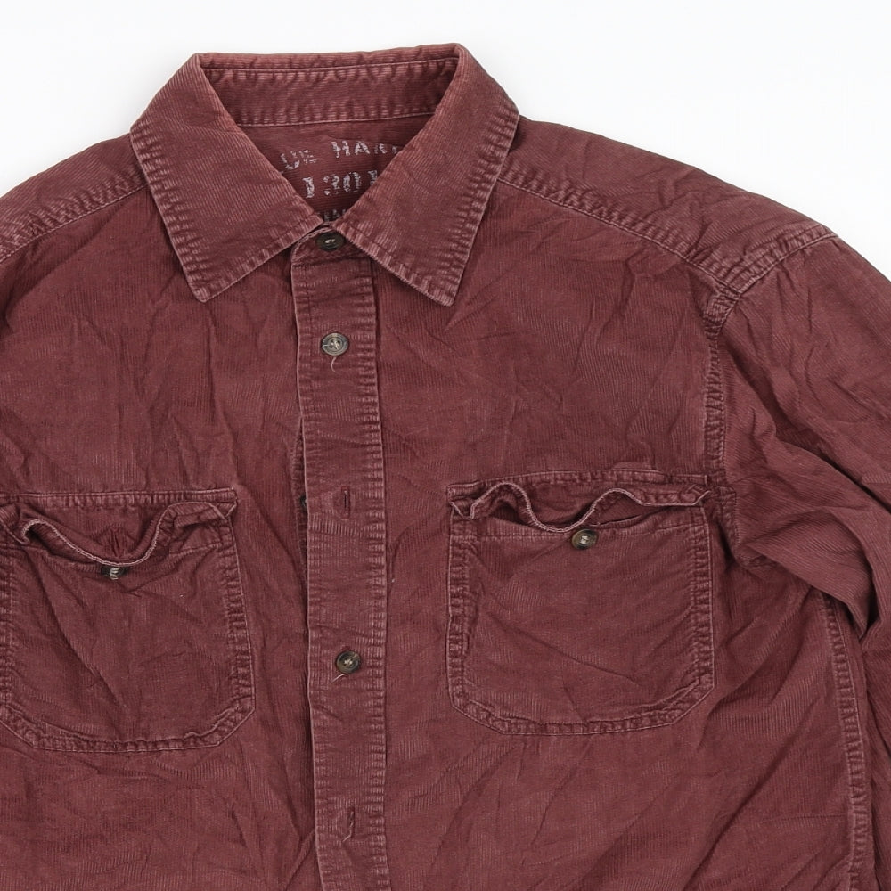 Mens UK Size S Marks and Spencer Red  Button-Up Long Sleeve Casual Shirt