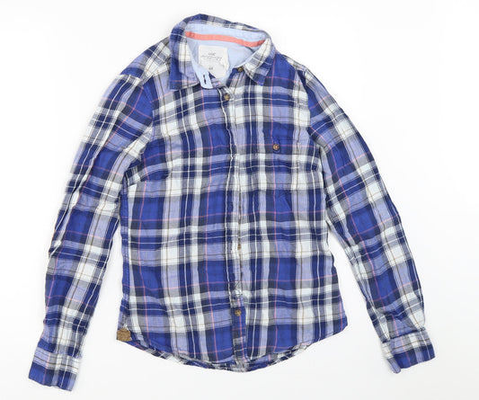 Womens UK Size 34 H&M Blue Basic Button-Up