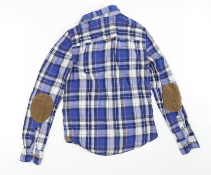 Womens UK Size 34 H&M Blue Basic Button-Up