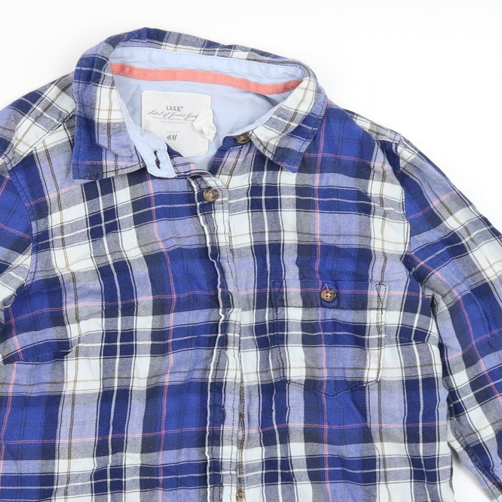 Womens UK Size 34 H&M Blue Basic Button-Up