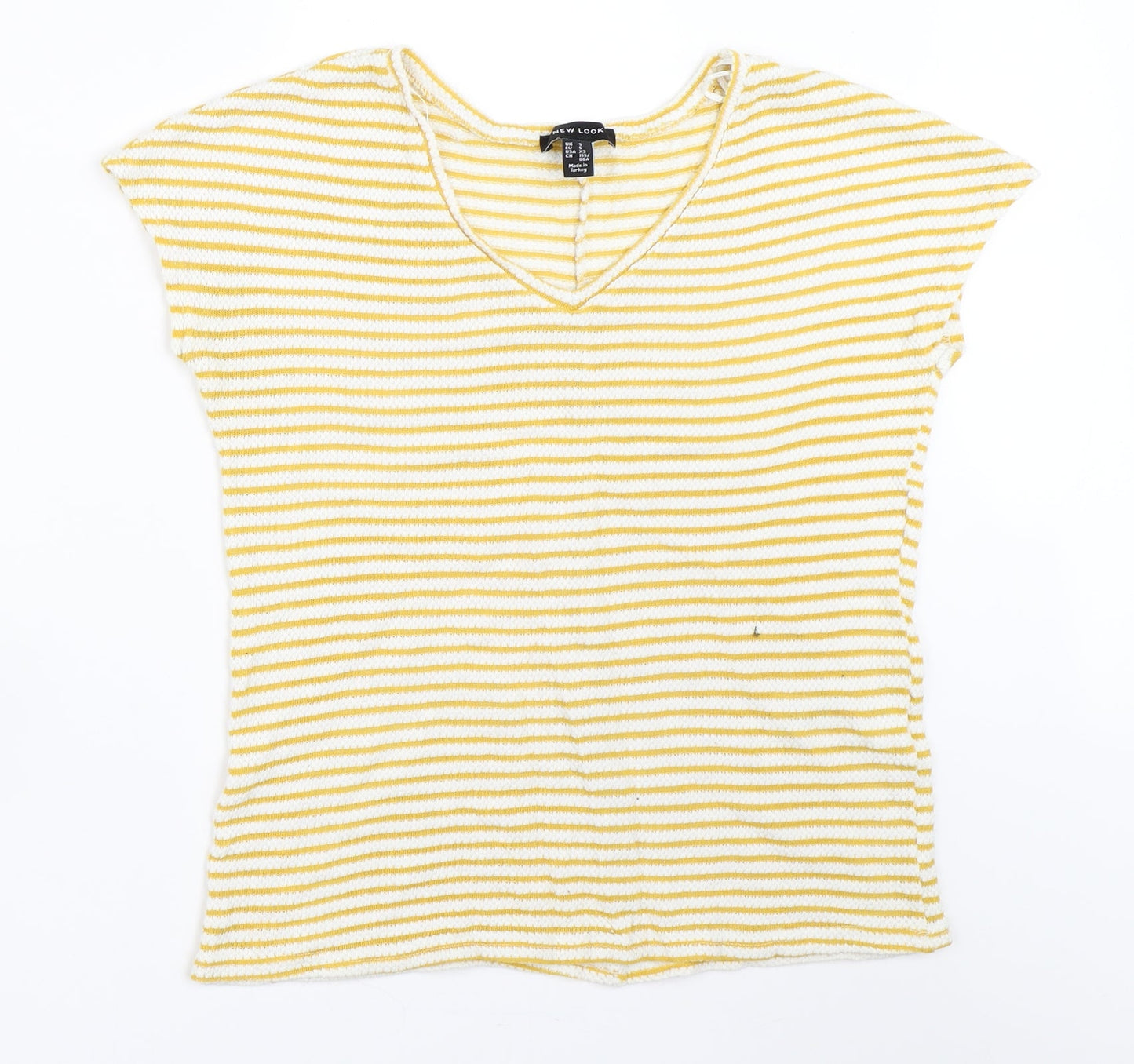 New Look Womens Yellow Striped  Basic T-Shirt Size S