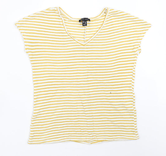 New Look Womens Yellow Striped  Basic T-Shirt Size S