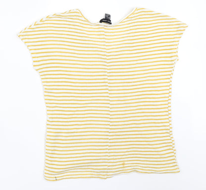 New Look Womens Yellow Striped  Basic T-Shirt Size S