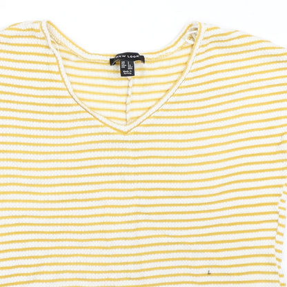 New Look Womens Yellow Striped  Basic T-Shirt Size S