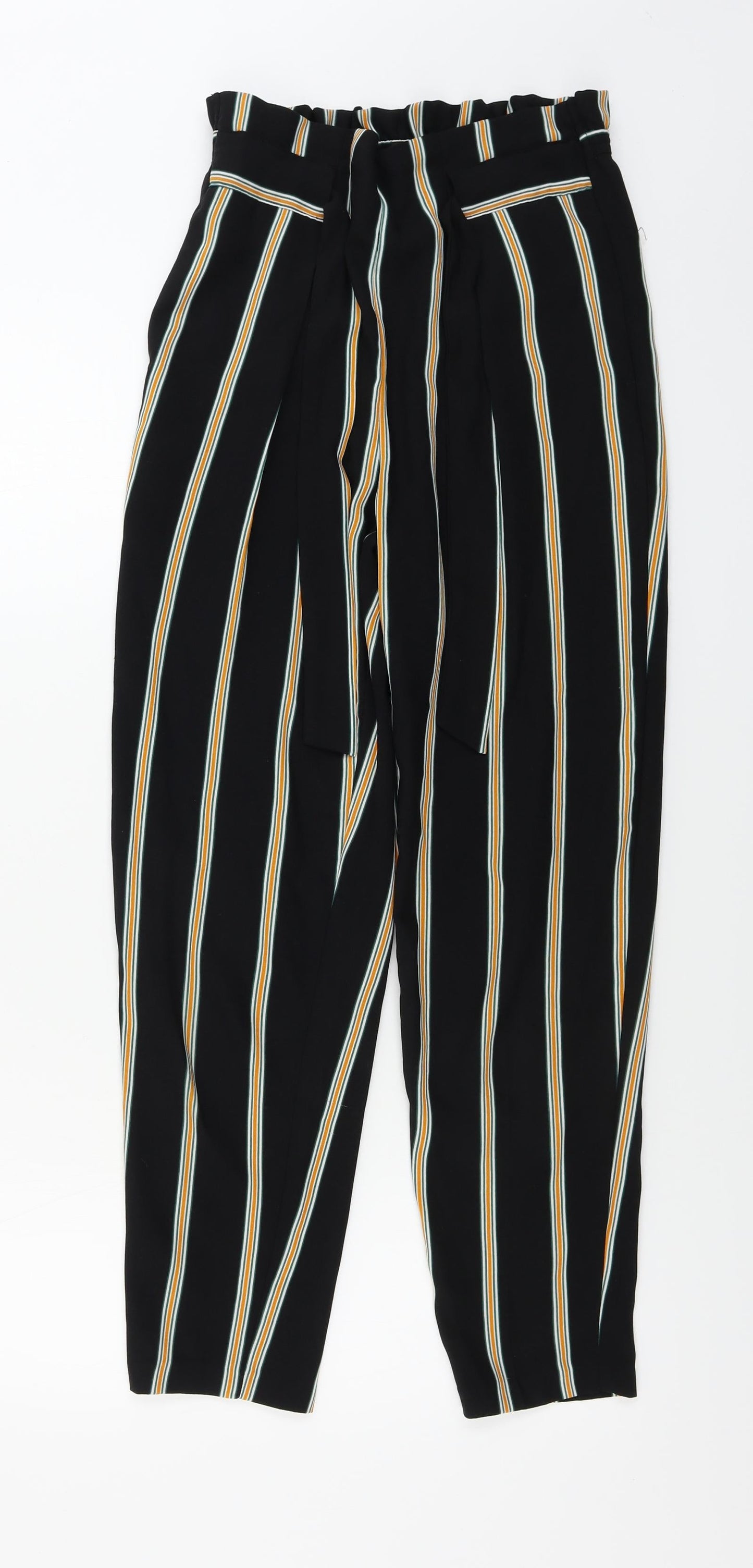 F&F  Womens Black Striped  Trousers  Size 6 L27 in