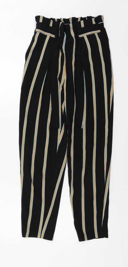 F&F  Womens Black Striped  Trousers  Size 6 L27 in