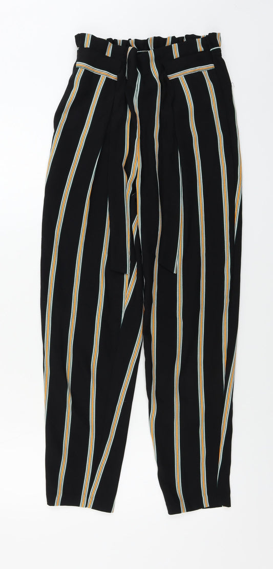 F&F  Womens Black Striped  Trousers  Size 6 L27 in