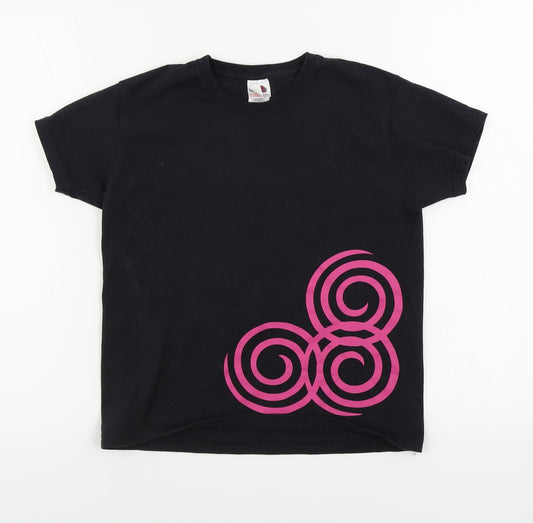 Fruit of the Loom  Girls Black   Basic T-Shirt Size 7-8 Years