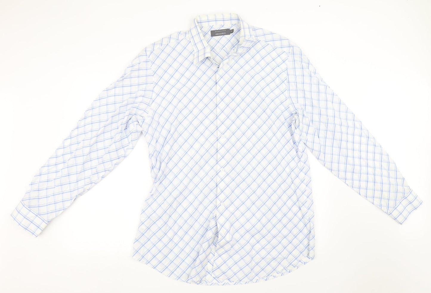 armando Mens White Check   Button-Up Size XL