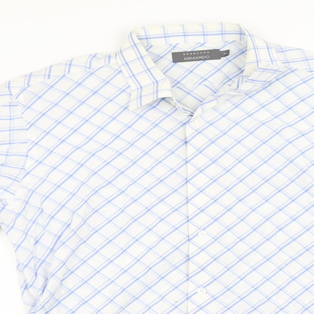 armando Mens White Check   Button-Up Size XL