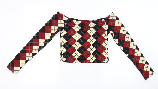 SheIn Womens Red Check  Cropped Tank Size M