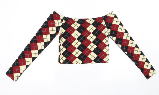 SheIn Womens Red Check  Cropped Tank Size M