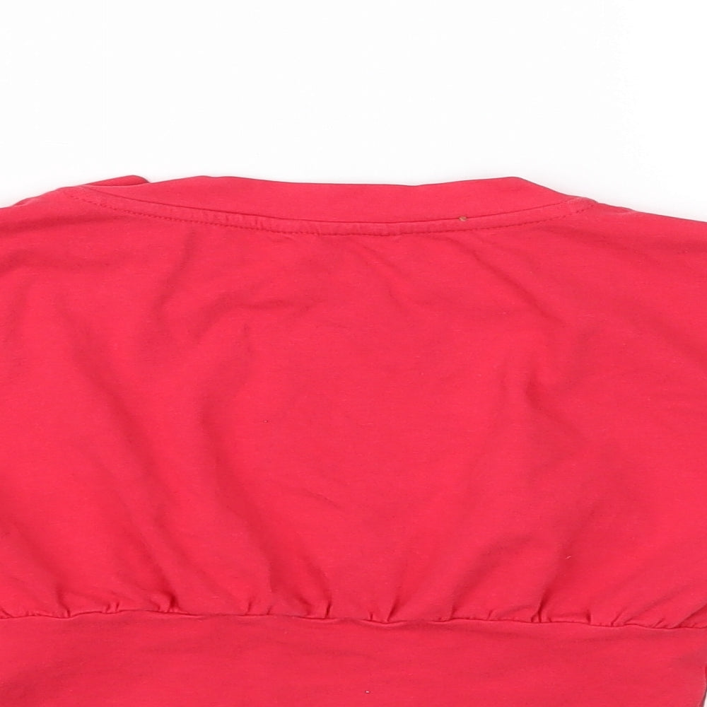 Brand and care label for Matalan girls’ red blouse, size 9, years