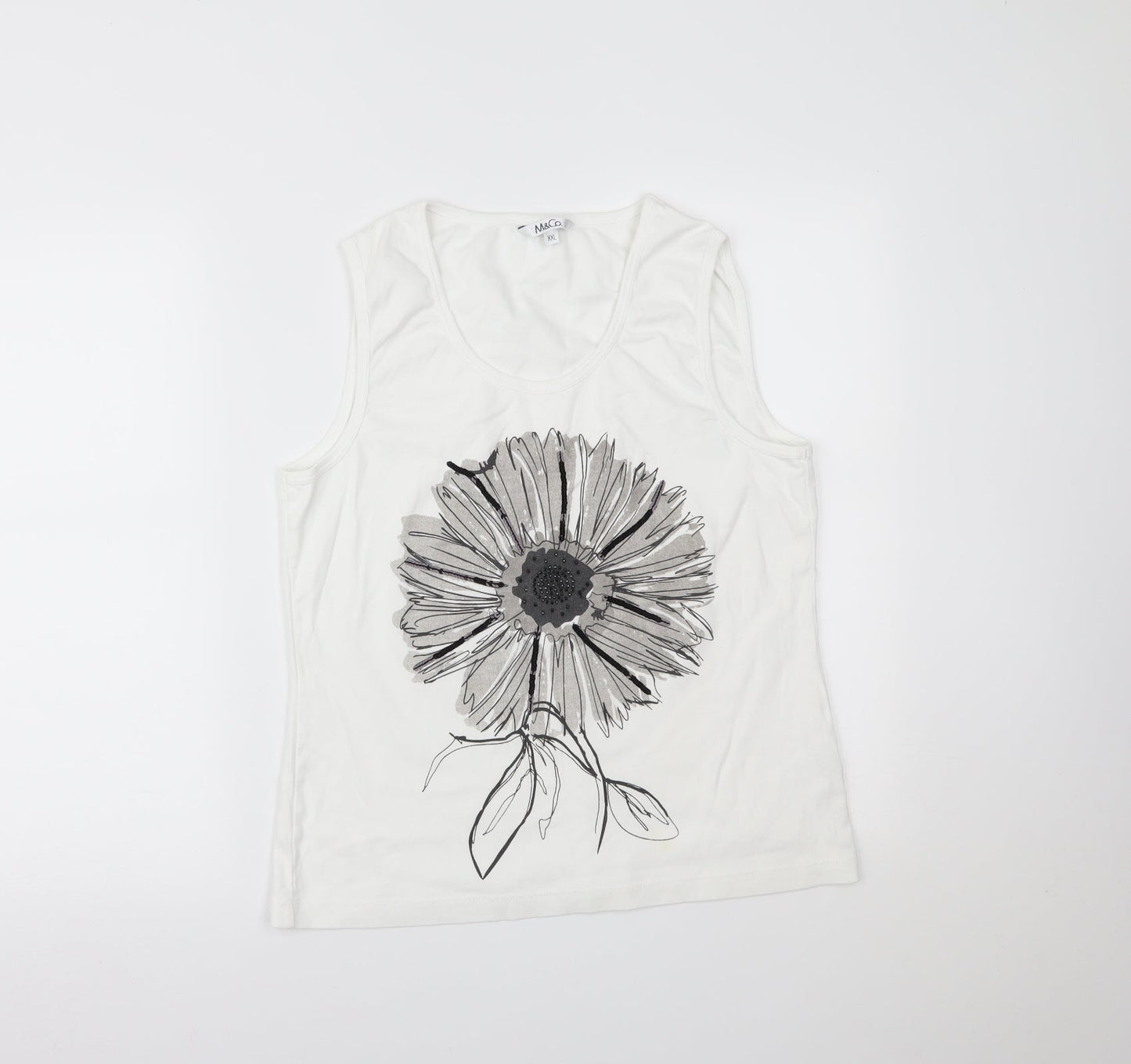 Womens UK Size 2XL M&Co White Camisole Tank