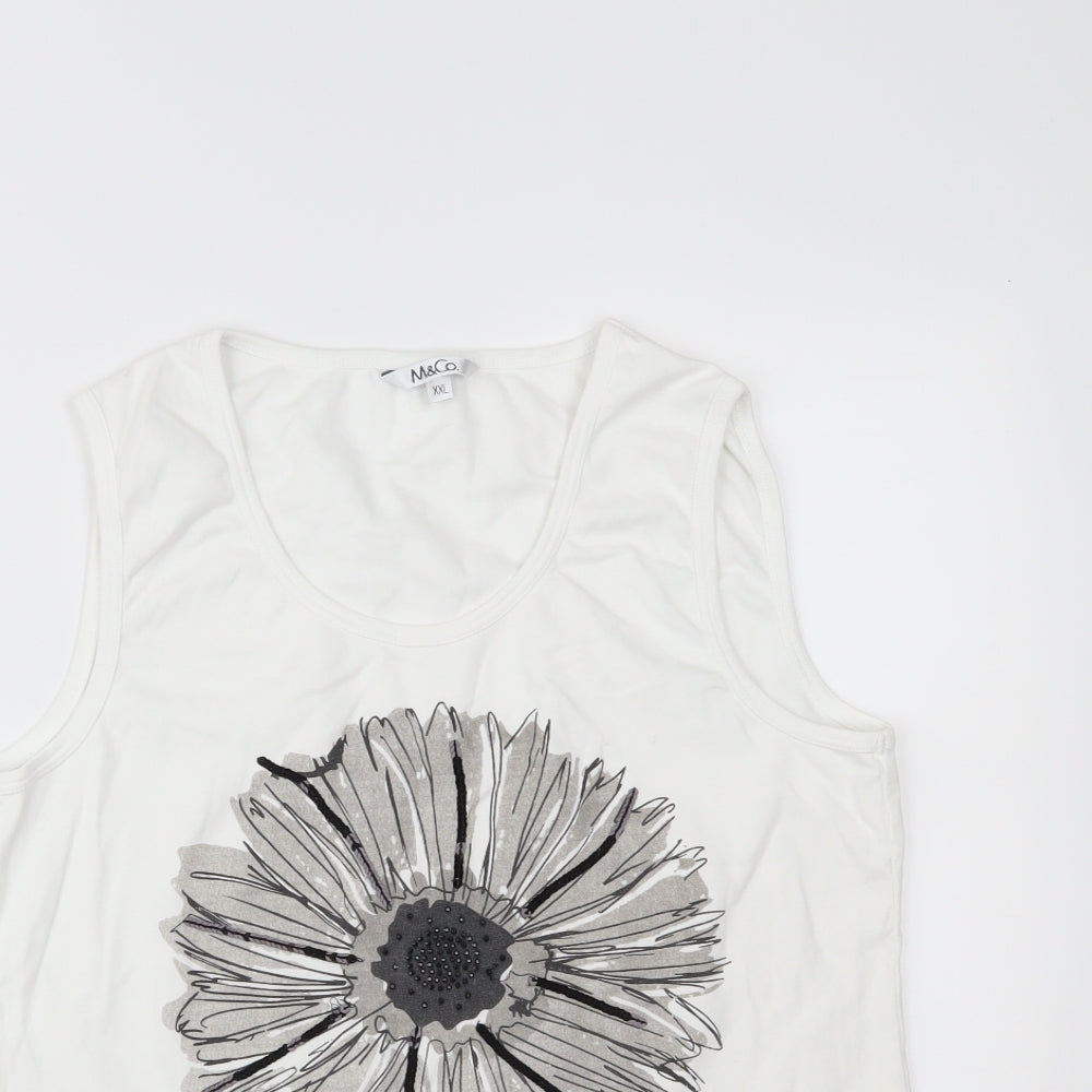 Womens UK Size 2XL M&Co White Camisole Tank