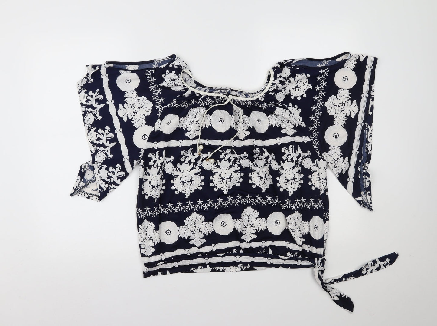 Quiz Womens Blue Paisley  Basic Blouse Size 10