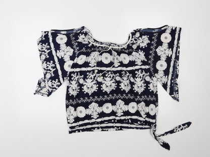 Quiz Womens Blue Paisley  Basic Blouse Size 10