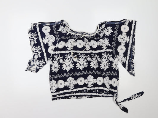 Quiz Womens Blue Paisley  Basic Blouse Size 10