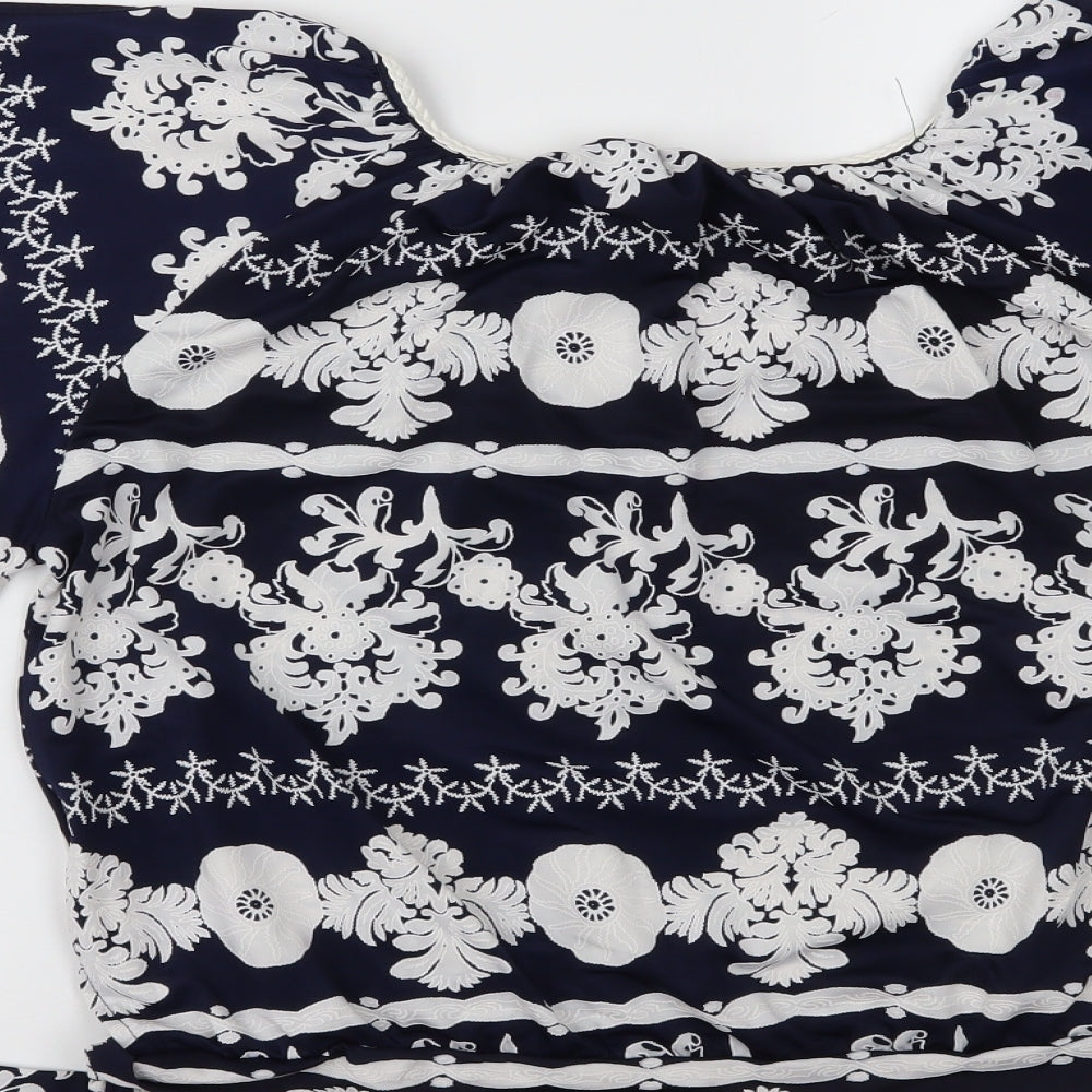 Quiz Womens Blue Paisley  Basic Blouse Size 10