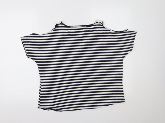 Quiz Womens Blue Striped  Basic Blouse Size 16