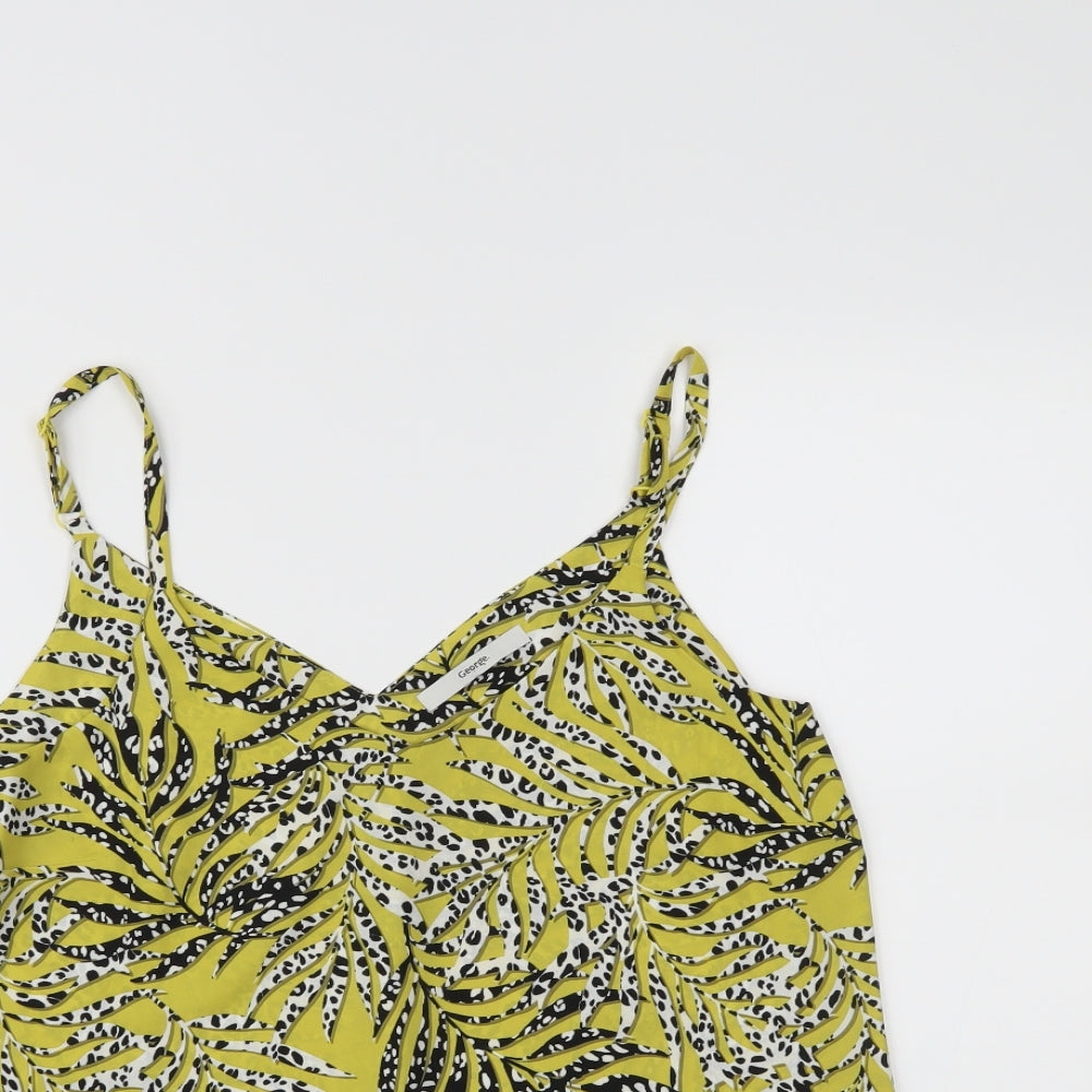 George Womens Yellow Animal Print  Basic Tank Size 8