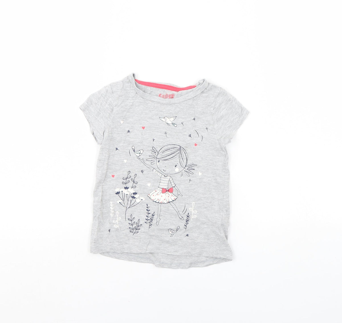 Additional front view of F&F girls’ grey basic t-shirt, size 2, years