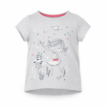 Front view of F&F girls’ grey basic t-shirt, size 2, years