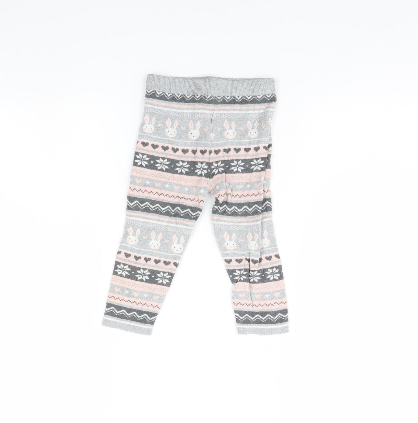 Primark Girls Grey Striped  Capri Trousers Size 2 Years - Rabbit