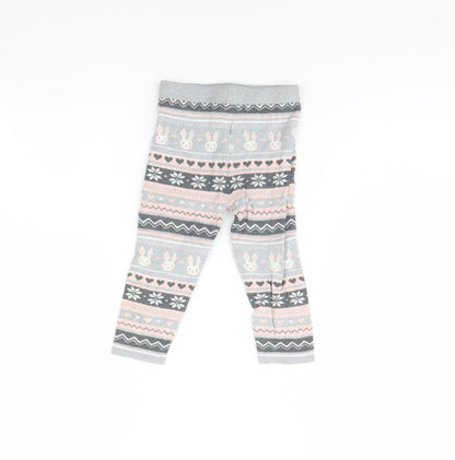 Primark Girls Grey Striped  Capri Trousers Size 2 Years - Rabbit