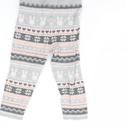 Primark Girls Grey Striped  Capri Trousers Size 2 Years - Rabbit