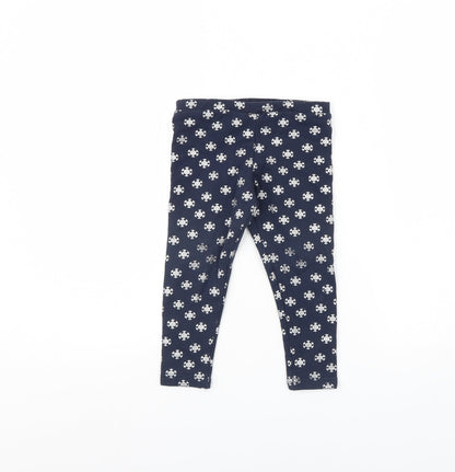Primark Girls Blue Spotted  Capri Trousers Size 2 Years - Christmas Snow Flake