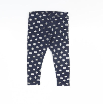 Primark Girls Blue Spotted  Capri Trousers Size 2 Years - Christmas Snow Flake