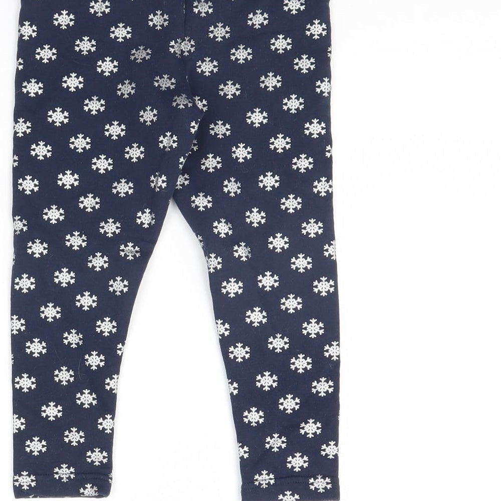 Primark Girls Blue Spotted  Capri Trousers Size 2 Years - Christmas Snow Flake
