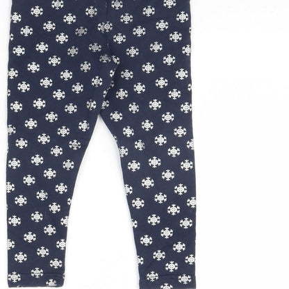 Primark Girls Blue Spotted  Capri Trousers Size 2 Years - Christmas Snow Flake