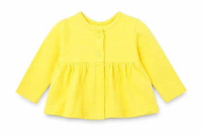 Front view of Mothercare girls’ yellow jacket, size 3-6, months