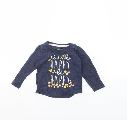 Young Dimension Girls Blue   Basic T-Shirt Size 9-12 Months  - Happy