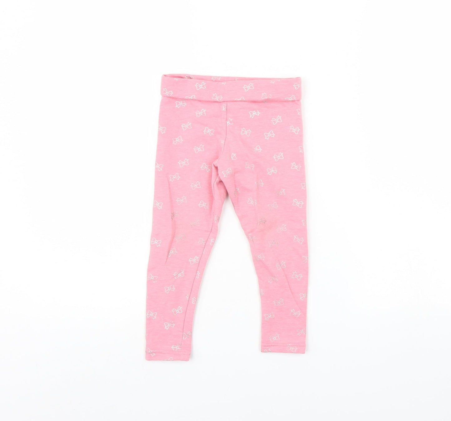 Primark Girls Pink Spotted  Capri Trousers Size 2 Years - BOW