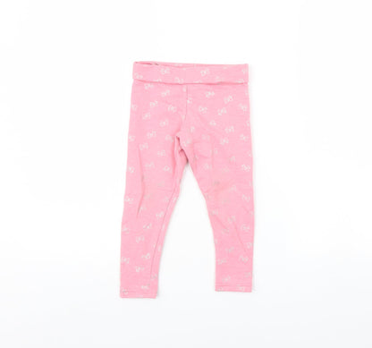 Primark Girls Pink Spotted  Capri Trousers Size 2 Years - BOW