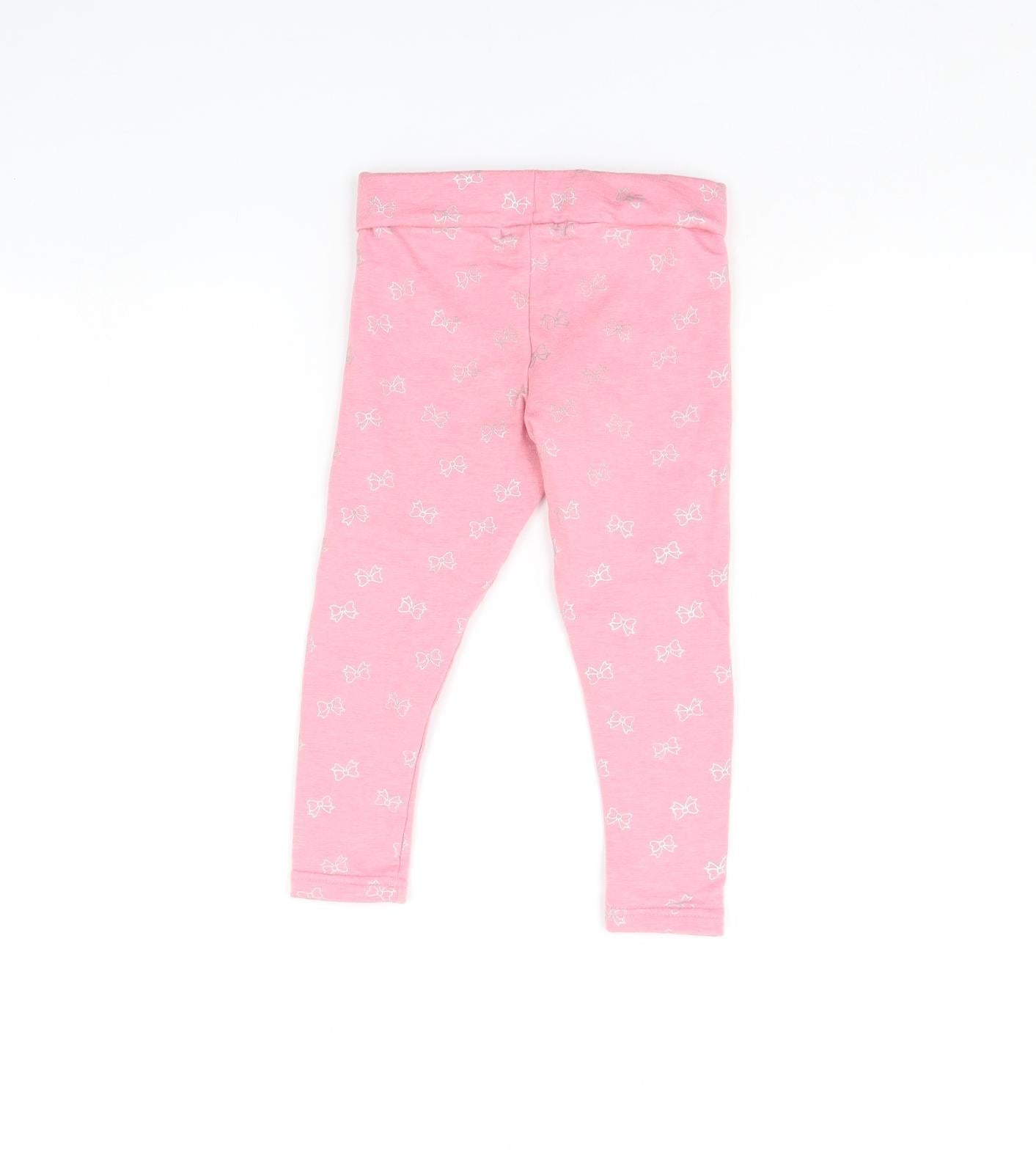 Primark Girls Pink Spotted  Capri Trousers Size 2 Years - BOW