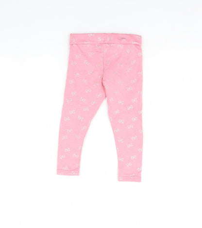 Primark Girls Pink Spotted  Capri Trousers Size 2 Years - BOW