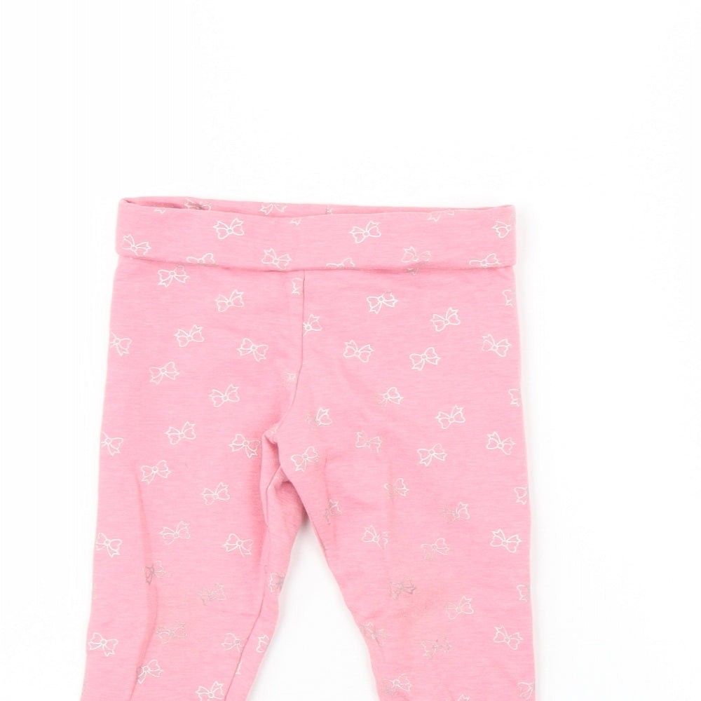 Primark Girls Pink Spotted  Capri Trousers Size 2 Years - BOW