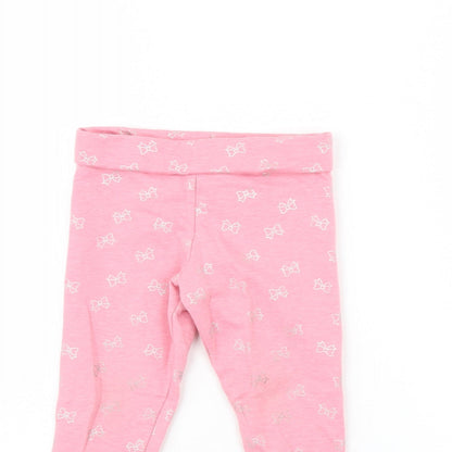 Primark Girls Pink Spotted  Capri Trousers Size 2 Years - BOW