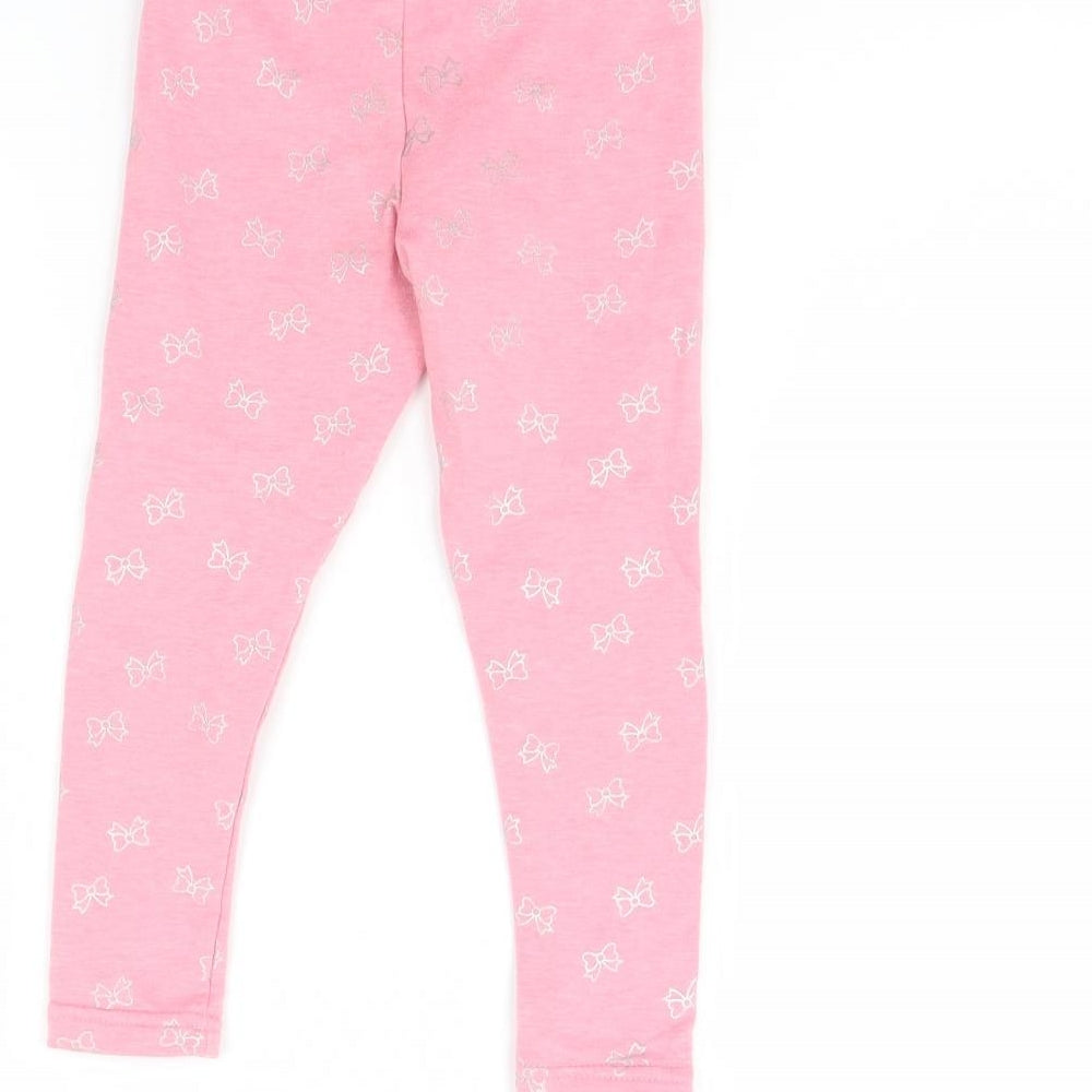 Primark Girls Pink Spotted  Capri Trousers Size 2 Years - BOW
