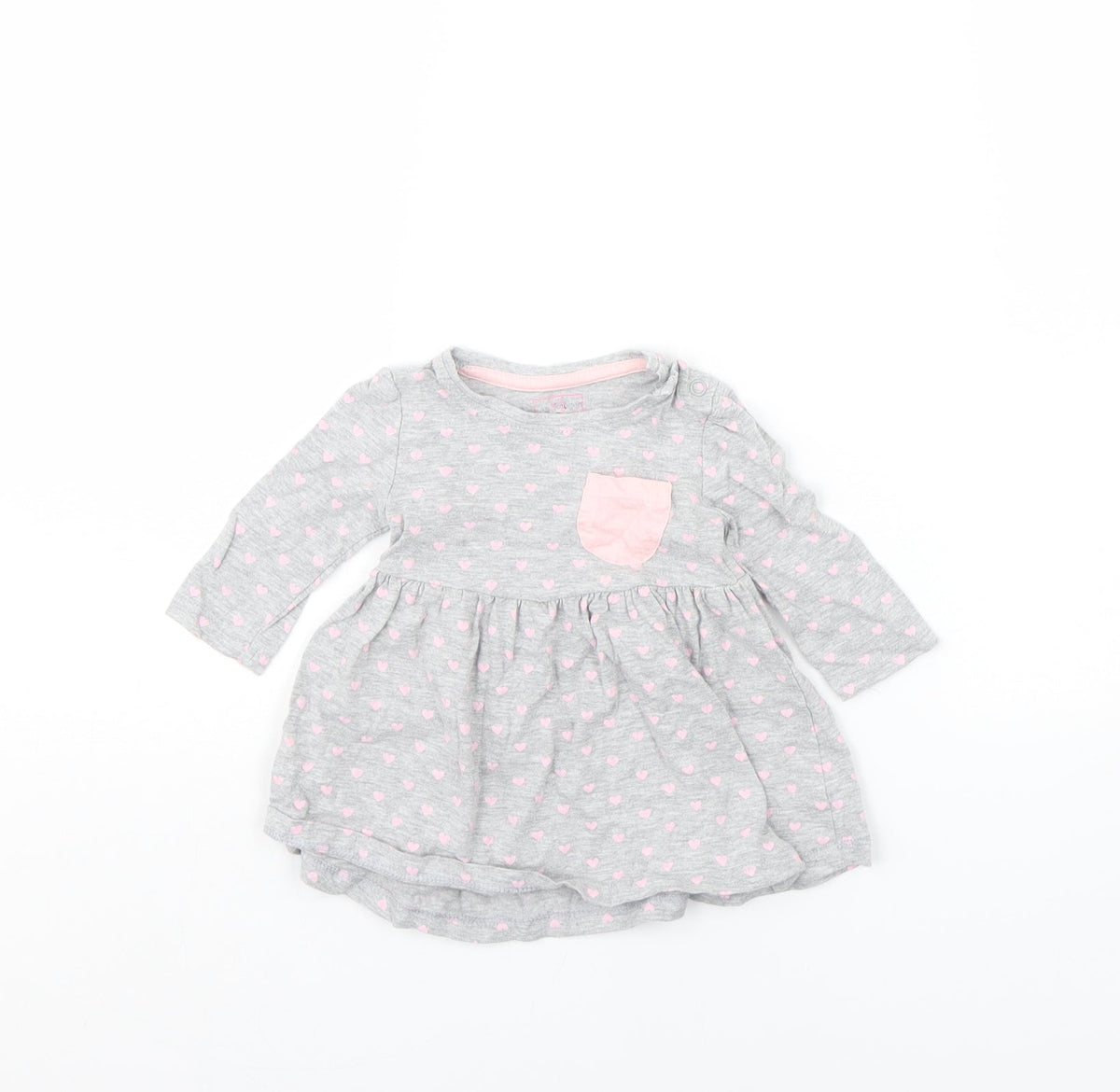 Additional front view of Early Days girls’ grey spotted basic blouse, size 0-3, months