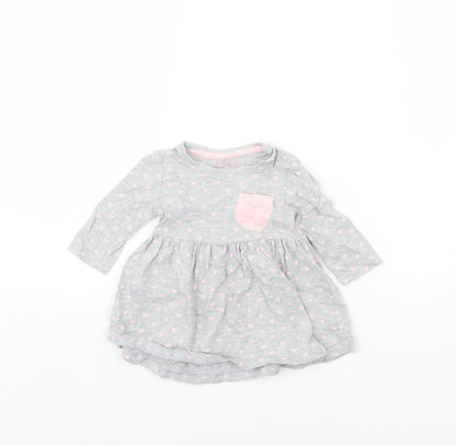 Additional front view of Early Days girls’ grey spotted basic blouse, size 0-3, months