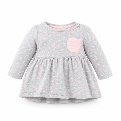 Front view of Early Days girls’ grey spotted basic blouse, size 0-3, months