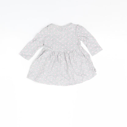 Back view of Early Days girls’ grey spotted basic blouse, size 0-3, months