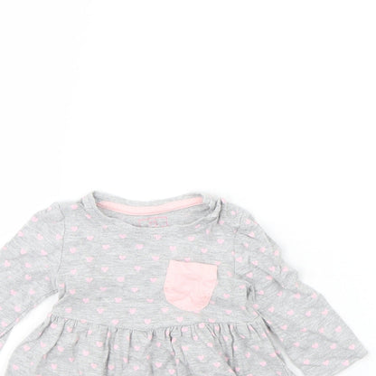 Close-up detail of Early Days girls’ grey spotted basic blouse, size 0-3, months