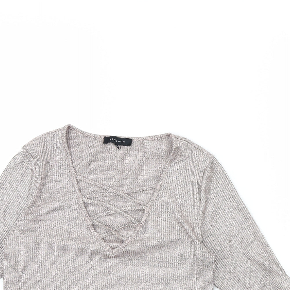 Womens UK Size 12 New Look Pink Cropped Blouse