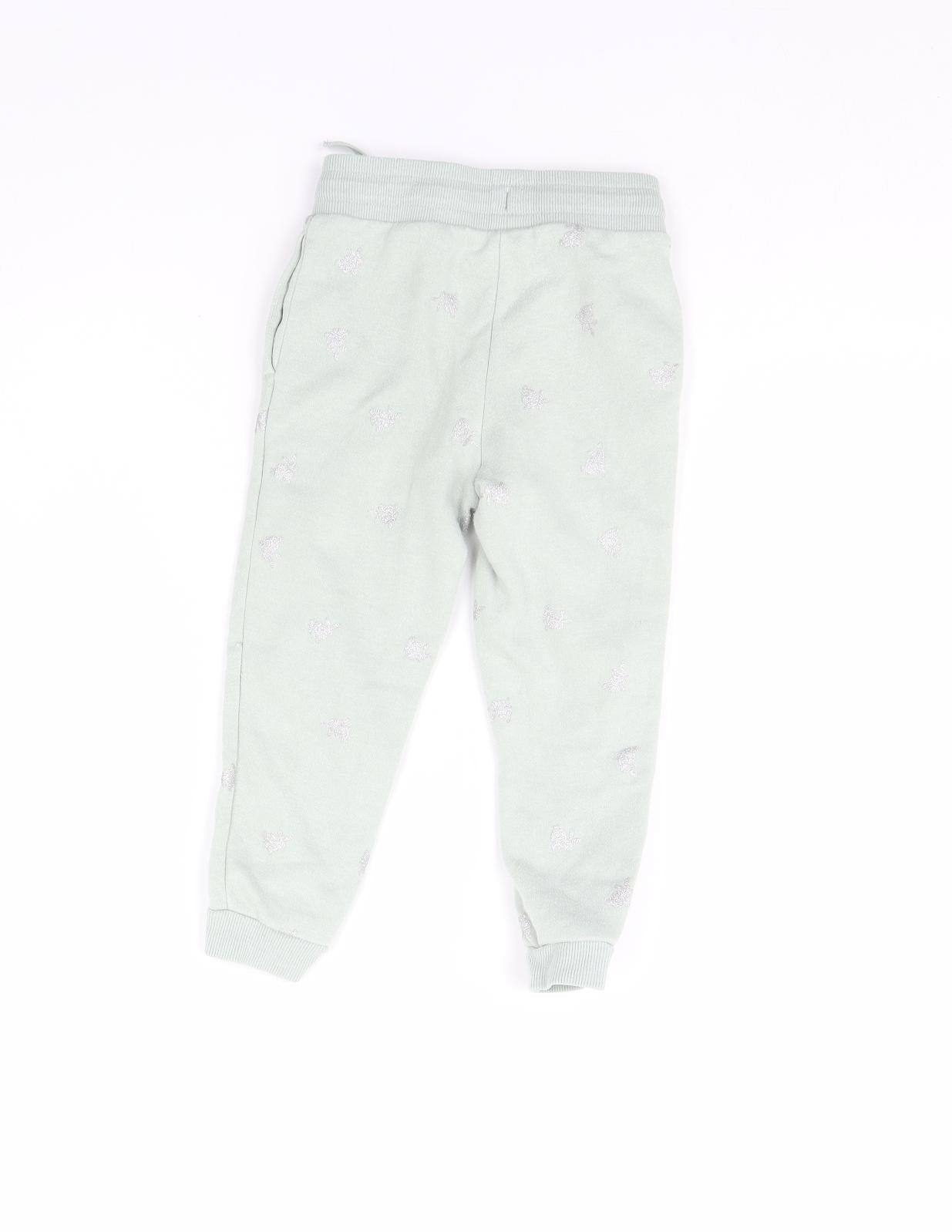H&M Girls Green Animal Print  Jogger Trousers Size 2 Years